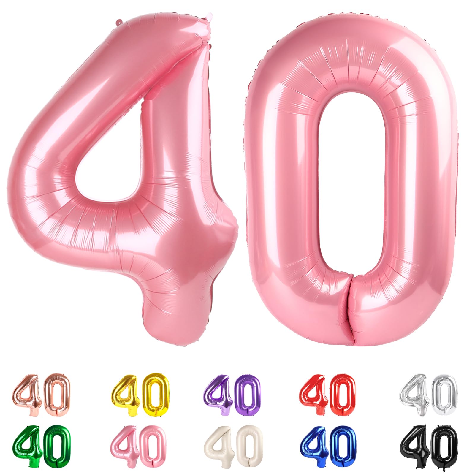 Photo 1 of Number Balloons 40 In 40 Numbers, 40th Birthday Decorations for Women Men, Pearl Pink Birthday Party Decorations Big Balloons for Wedding, Celebration Party, Graduations
