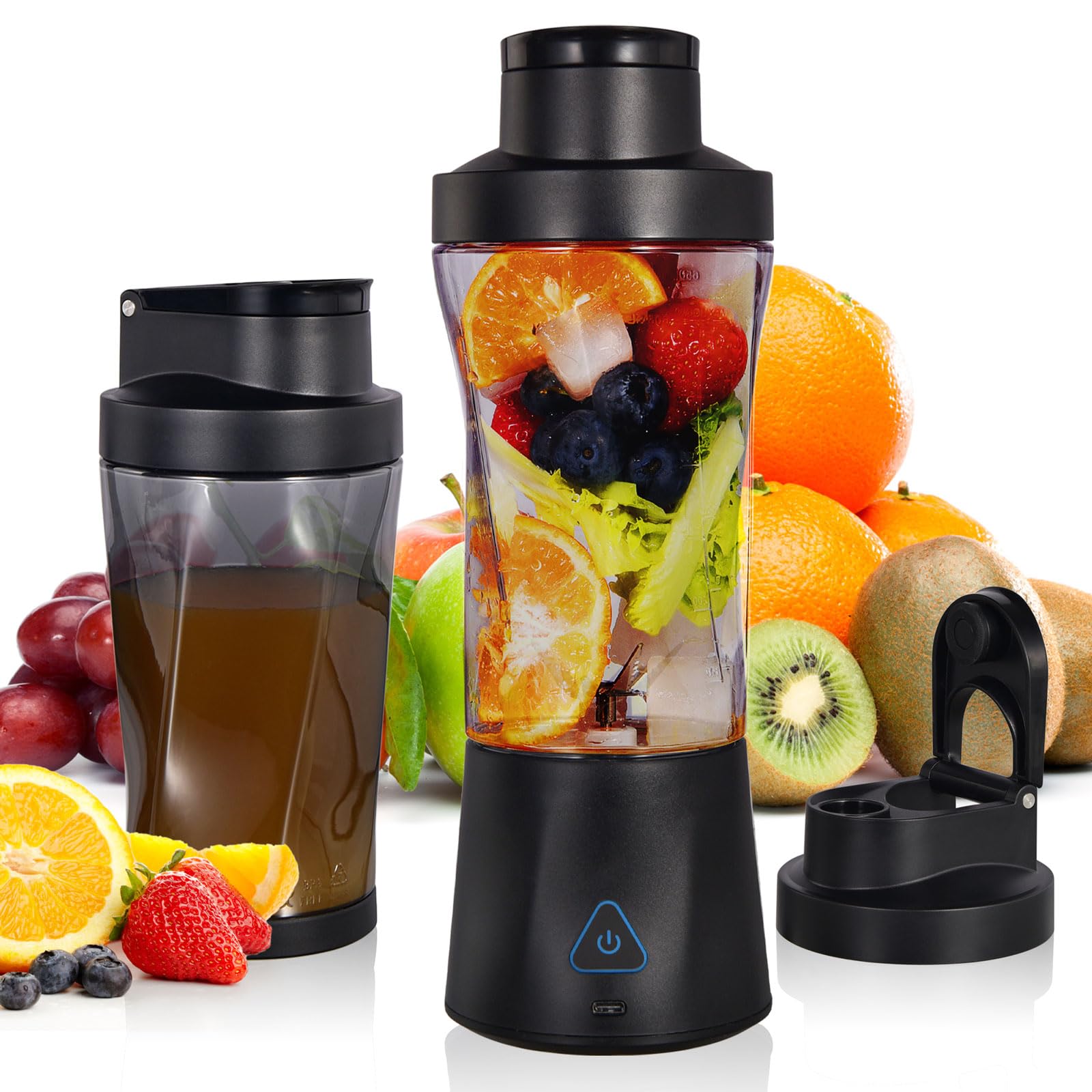 Photo 1 of 3.2oz Cordless Mini 12.46 Watt Portable Blender-for Smoothies Freshly Squeezed Juices 1425mAh Self Cleaning a2.1 Sharp Blade QINGHEISE