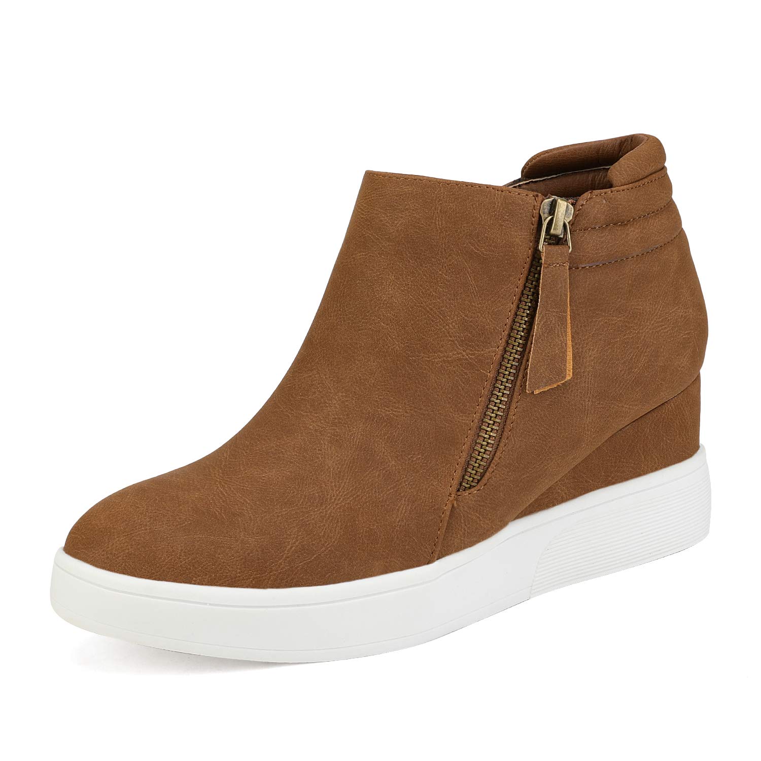 Photo 1 of DREAM PAIRS Womens Tan Casual Platform Wedge Sneaker Booties Size 8 M US Wedge-Snkr-2, Tan-2 / 8