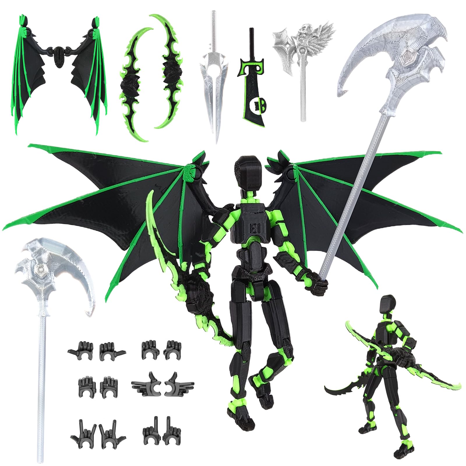 Assembled T13 Action Figure, 3D Printed Toys Lucky 13 Action Figure with 6 Weapons & 6 Hands Set Multi-Jointed Movable Dummy 3d Printed Figures Present Decorations Toys for Game Lovers