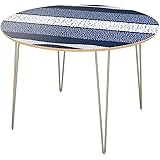 Poppy Round Dining Table - Seaside Amble Surface/Silver Hairpin Base (Natural Finish) - Made in The US - Custom Made Table -
