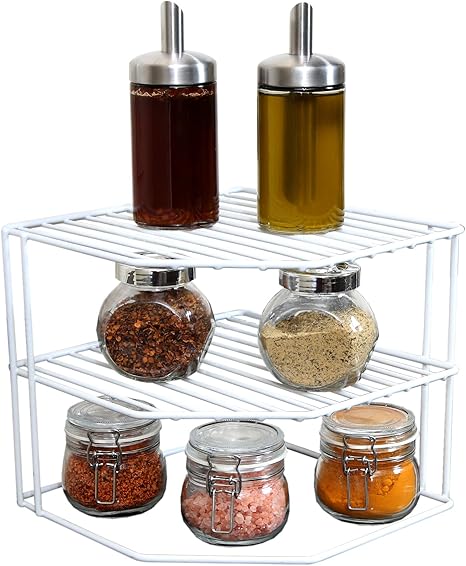 Amazon Com Smart Design 3 Tier Kitchen Corner Shelf Rack Steel Metal Wire Rust Resistant Plates Dishes Cabinet Pantry Organizer Kitchen Organization 9 X 8 Inch White Food Savers Kitchen Dining smart design 3 tier kitchen corner shelf rack steel metal wire rust resistant plates dishes cabinet pantry organizer kitchen organization