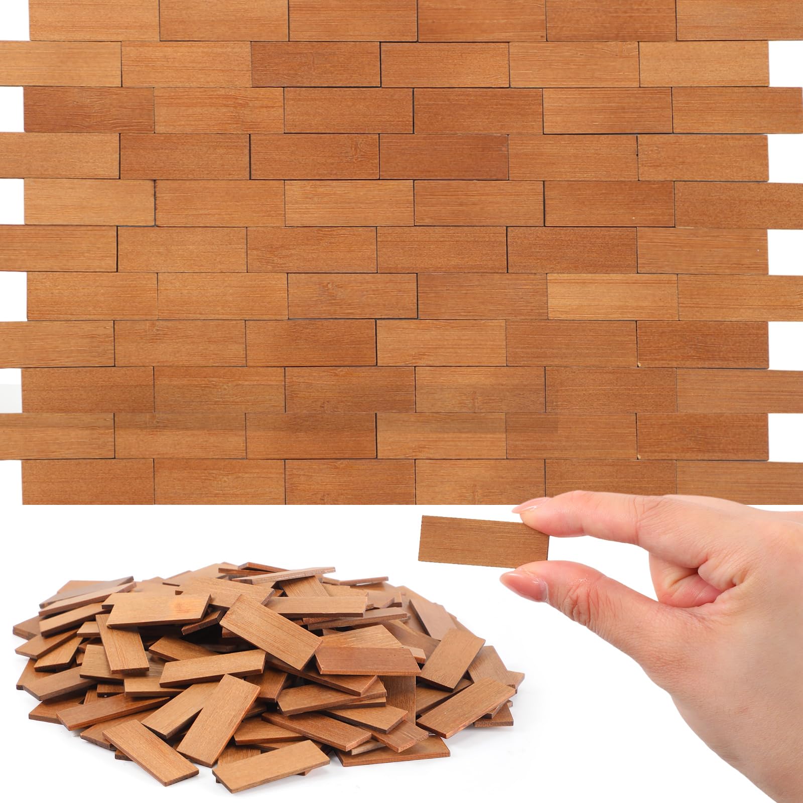 Photo 1 of Sintuff 200 Pcs Pale Brown Miniature Dollhouse Flooring Mini DIY Wooden Dollhouse Floor Boards 1:12 Scale Doll House Accessories for Model Decor