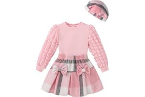 SODLON Toddler Girl Clothes Outfit Shirt Top Plaid Mini Skirt Outfits Set Little Girl Dresses Kids Clothes for Girls 18M-8T
