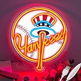 NY Baseball Neon Sign, New York Cool Light Up Dimmable NY Team Logo Hanging Led Neon Sign for Wall Decor, Bedroom, Party, Man Cave, Bedroom, Game Room Deco, Birthday Christmas Gift for Boys Fans (Red)