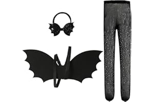JiaDuo Black Bat Wing Bow Headband and Tights Set for Baby Girls Toddler Halloween Bat Costume Dress up Accessories