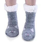 Jeasona Women’s Fuzzy Slipper Socks With Grippers Cozy Warm Cute Animal Gifts