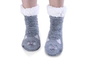 Jeasona Silpper Socks Women Fuzzy Warm Reading Socks Cat Gifts for Cat Lovers Women Christmas