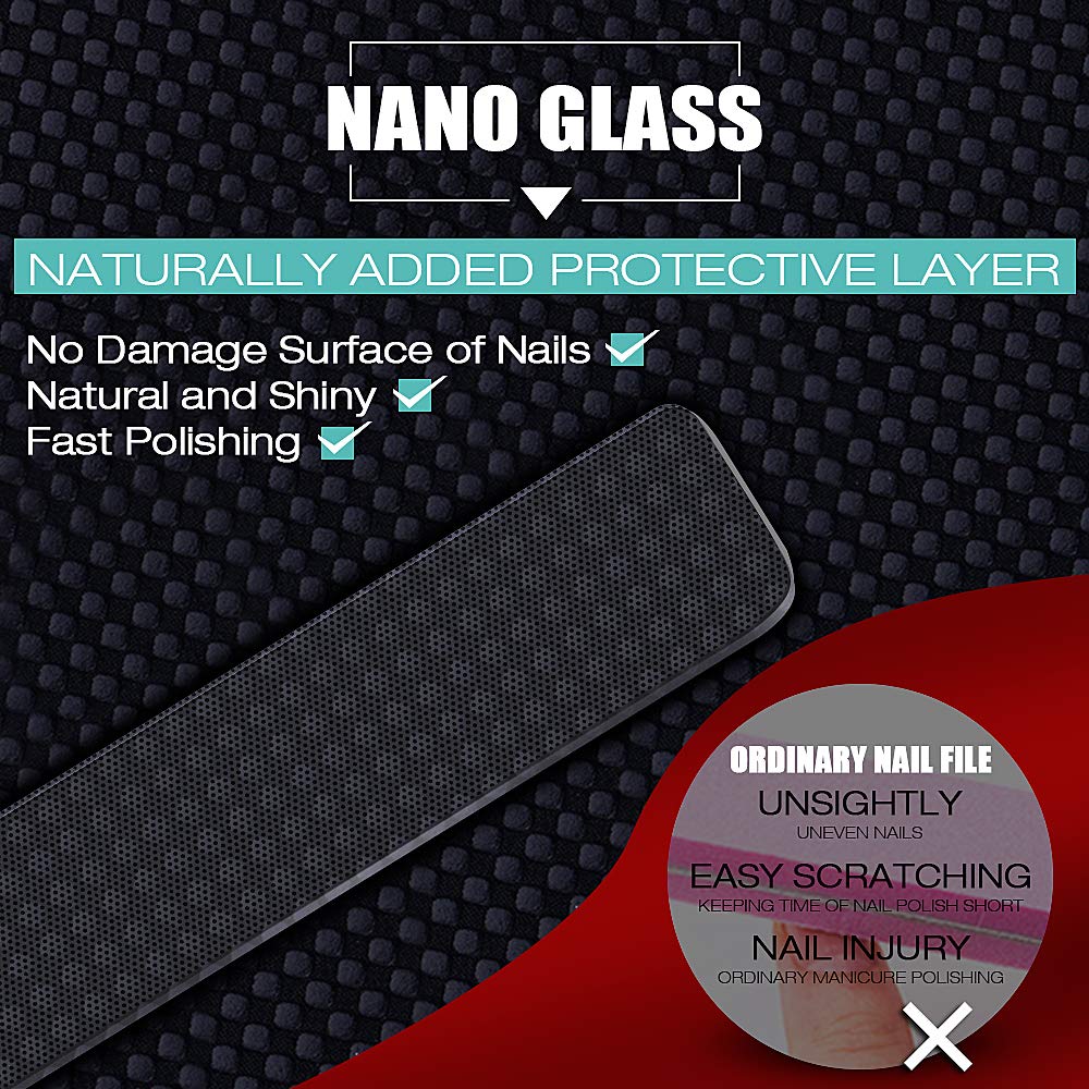 Glass Nail Shiner - 2PC Upgrade Nano Nail Buffers Glass Nail File Crystal Shine Polisher for Natural Nails, DR. MODE Professional Manicure Tools Kit for Acrylic Nail Care : Beauty