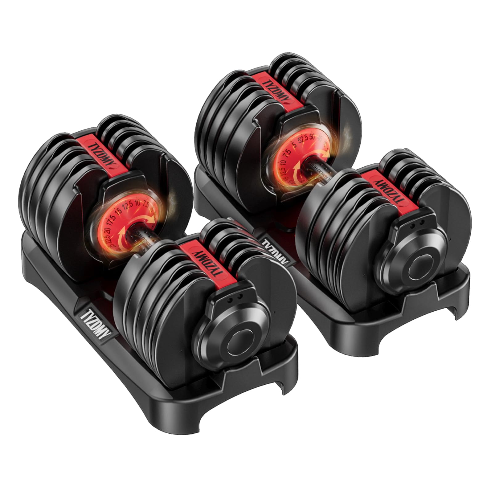 Photo 1 of TYZDMY Adjustable Dumbbells Set of 2?Free Weights Dumbbells Set?Adjustable Dumbbell Set?52.5 lbs pair 105 lbs?15 in 1?for Men/Women Gym Equipment for Home Strength Training Equipment