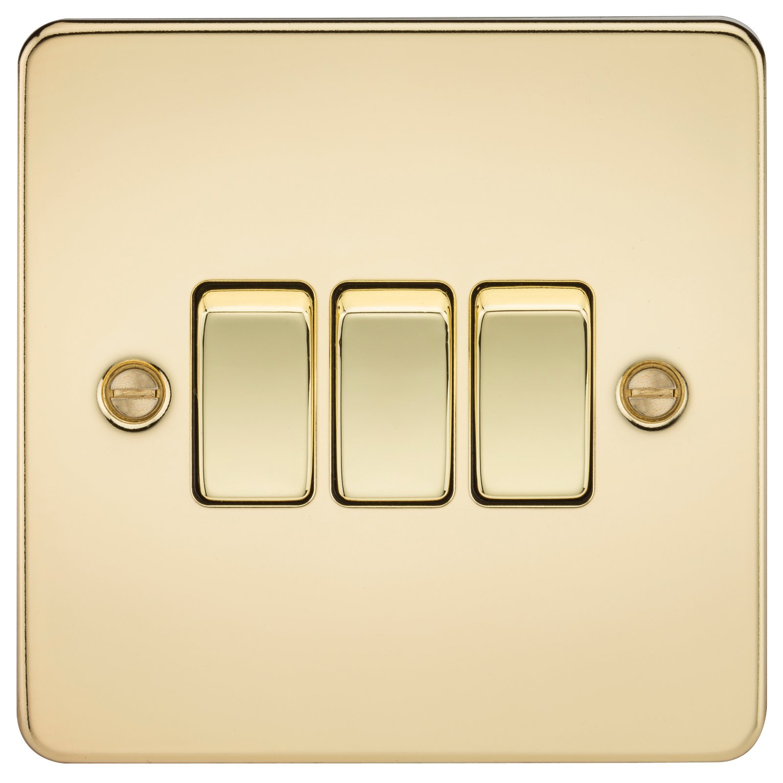 Knightsbridge FP4000PB FPAV4000PB Flat Plate 10A 3G 2 Way Switch-Polished Brass — image 1