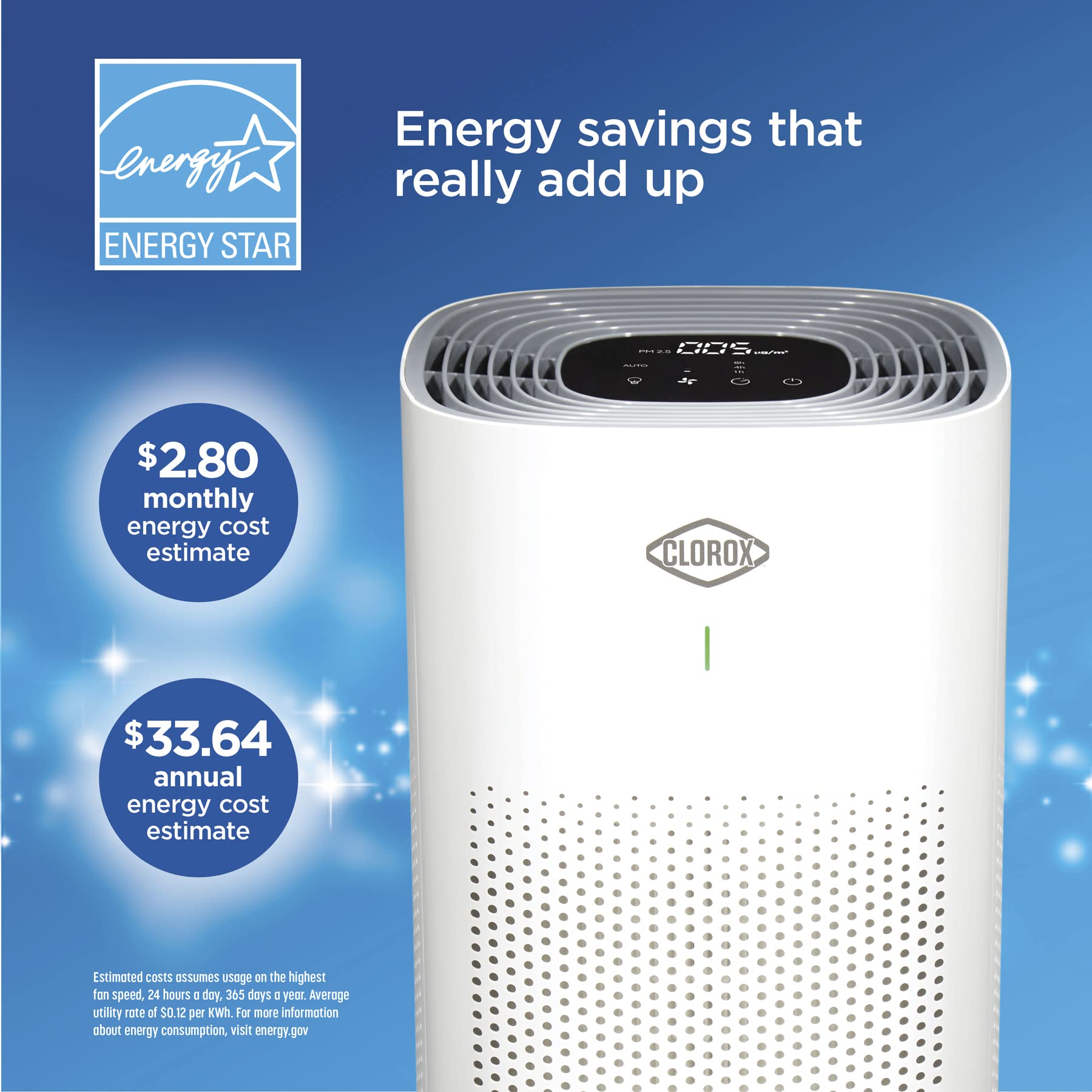 Clorox Air Purifiers for Home, True HEPA Filter, Large Rooms up to 1,500 Sq Ft, Removes 99.9% of Mold, Viruses, Wildfire Smoke, Allergens, Pet Allergies, Dust, AUTO Mode, Whisper Quiet