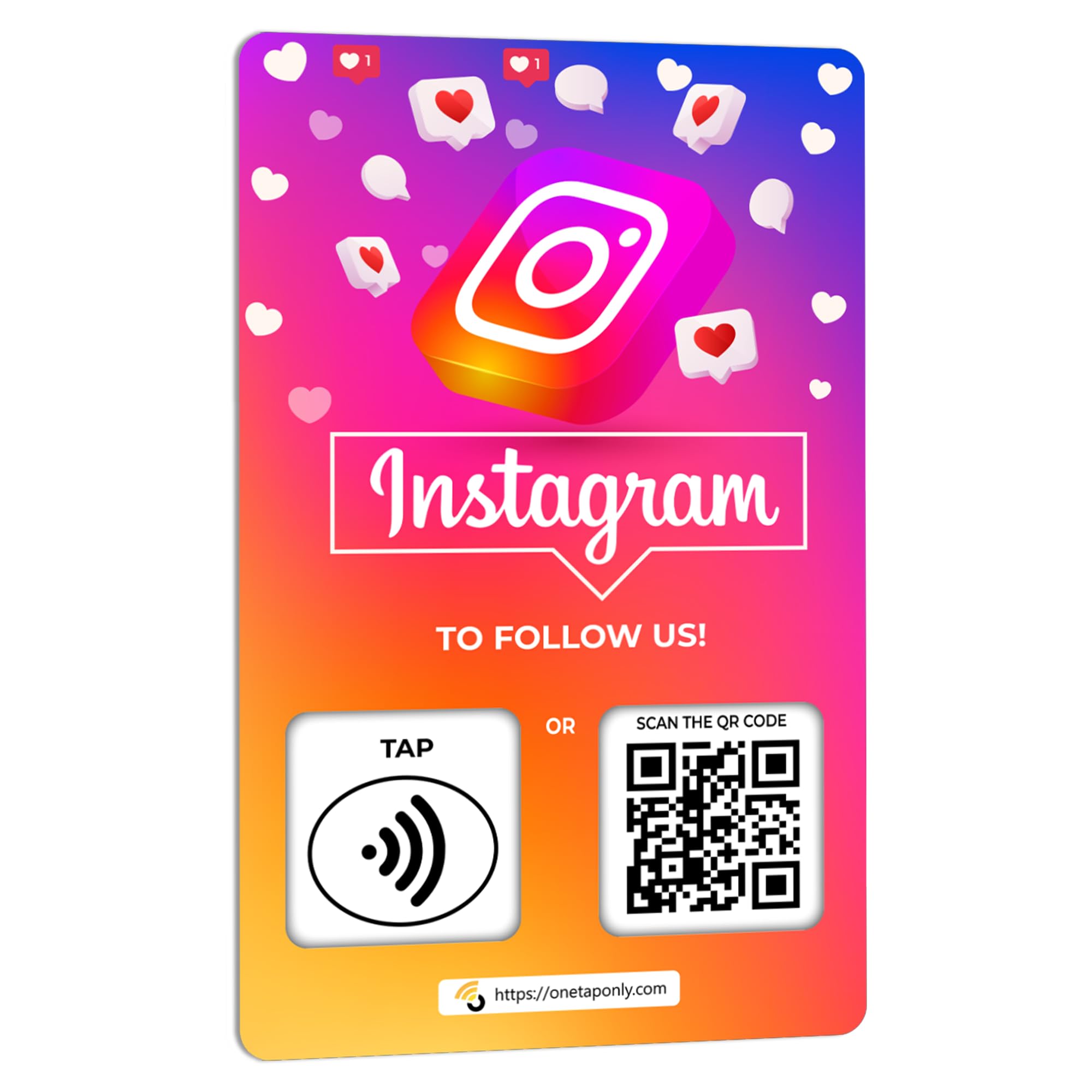 One Tap Only NFC Business Review Cards (1-Pack) – Compatible with Instagram– Reusable Smart Tap & QR – Works with All Phones – Contactless Customer Feedback Tool