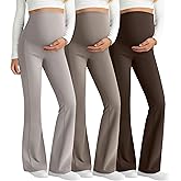 Sweetyweee 3 Pack Maternity Flared Leggings Over The Belly Yoga Bootcut Stretchy Pregnancy Pants Lounge Mama Soft Trousers