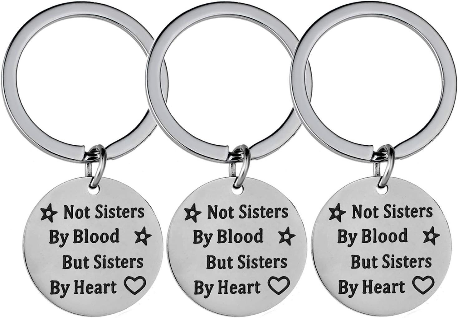 Keychains Not Sisters by Blood but Sister by Heart Key Chain Friendship Birthday Graduation for Women Teens Girls Sisters