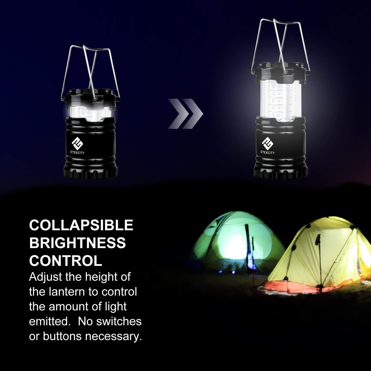 Etekcity Lantern LED Camping Lanterns, Battery Powered Camping Lights, Outdoor Flashlight, Suitable for Camping, Hiking, Survival Kits for Emergency, Power Failure, Hurricane (Batteries Included): Sports & Outdoors