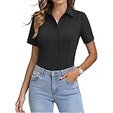 HOTOUCH Button Down Shirts for Women Short Sleeve Stretch Dress Shirt Wrinkle-Free Formal Work Business Blouses S-2XL