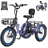 MOONCOOL Electric Tricycle for Adults, 500W/750W 20" Fat Tire Folding Trike | 20"x3.0" Fat Tire Electric Trike, Aluminum Frame Step-Thru Etrike with Removable Battery, Reverse Function, 90% Pre-Assembled