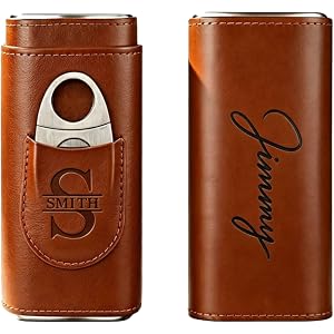 Personalized Engraved Leather Storage Case with Side Pocket | Custom Monogram, Accessory Pocket, 3"W × 6.3"H Travel Organizer