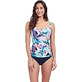 Profile by Gottex Holi Abstract Floral Print Women’s D-Cup Criss Cross Tankini Bathing Suit Top Swim Essential