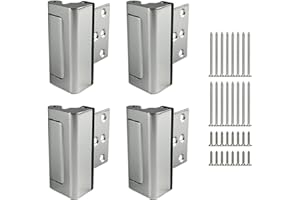 TR TOOLROCK Home Security Door Lock 4 Pack, Childproof Door Reinforcement Lock, 32pcs Stainless Steel Screws for Inward Swinging Door, 3” Aluminum Locks to Defend Prevent Unauthorized Entry (Silver)
