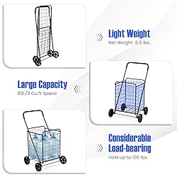 COSTWAY Folding Shopping Cart, Heavy Duty Grocery