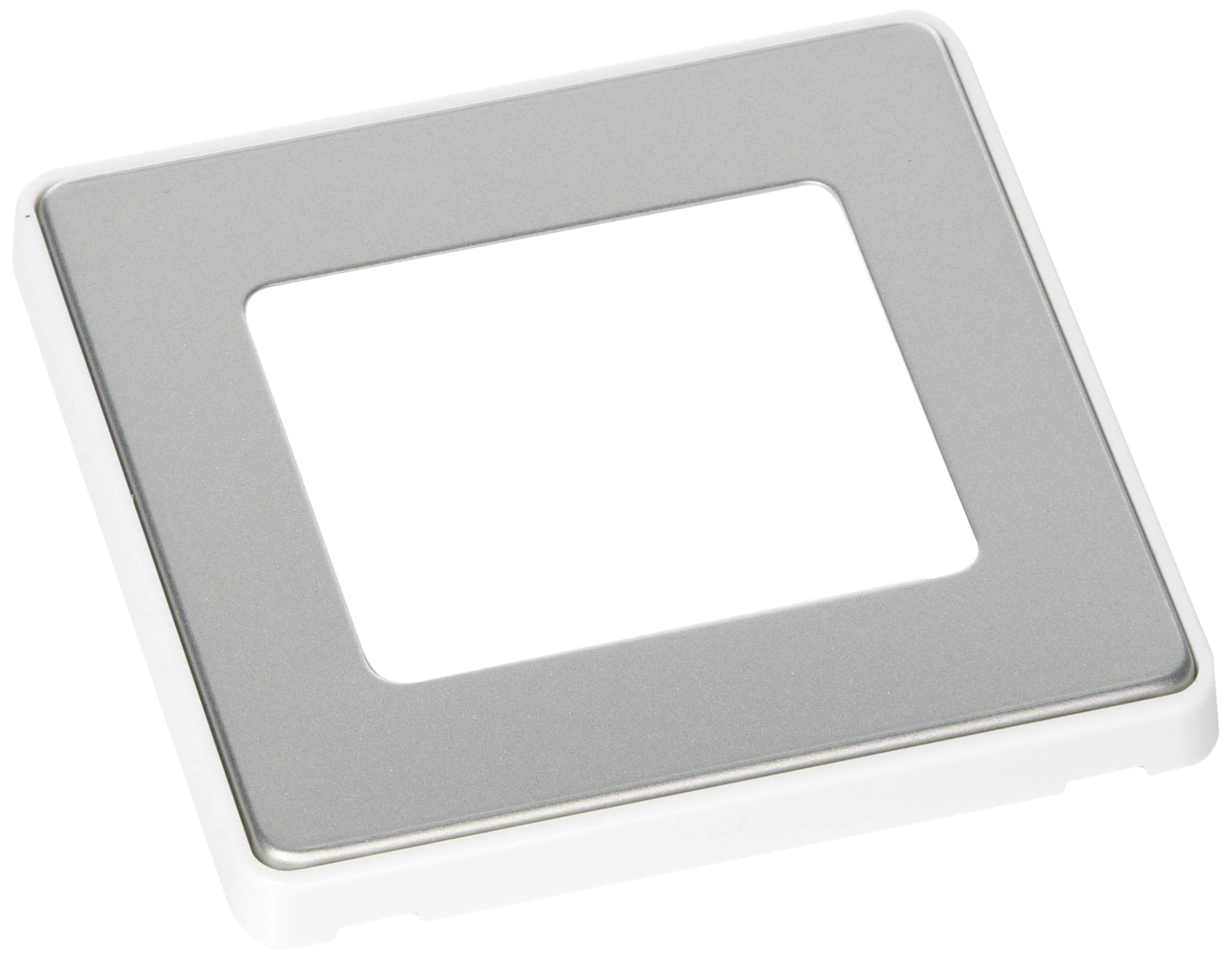 MK Dimensions 1 Gang Wide/3 Gang Large Rocker Make Up Room Switch Satin Steel Finish with a White Trim Echo Frontplate