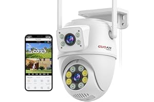 Security Camera Outdoor,【6MP Dual Lens】 PTZ WiFi Wireless Outside Camera for Home Security IP66 Waterproof, Auto Tracking,Col