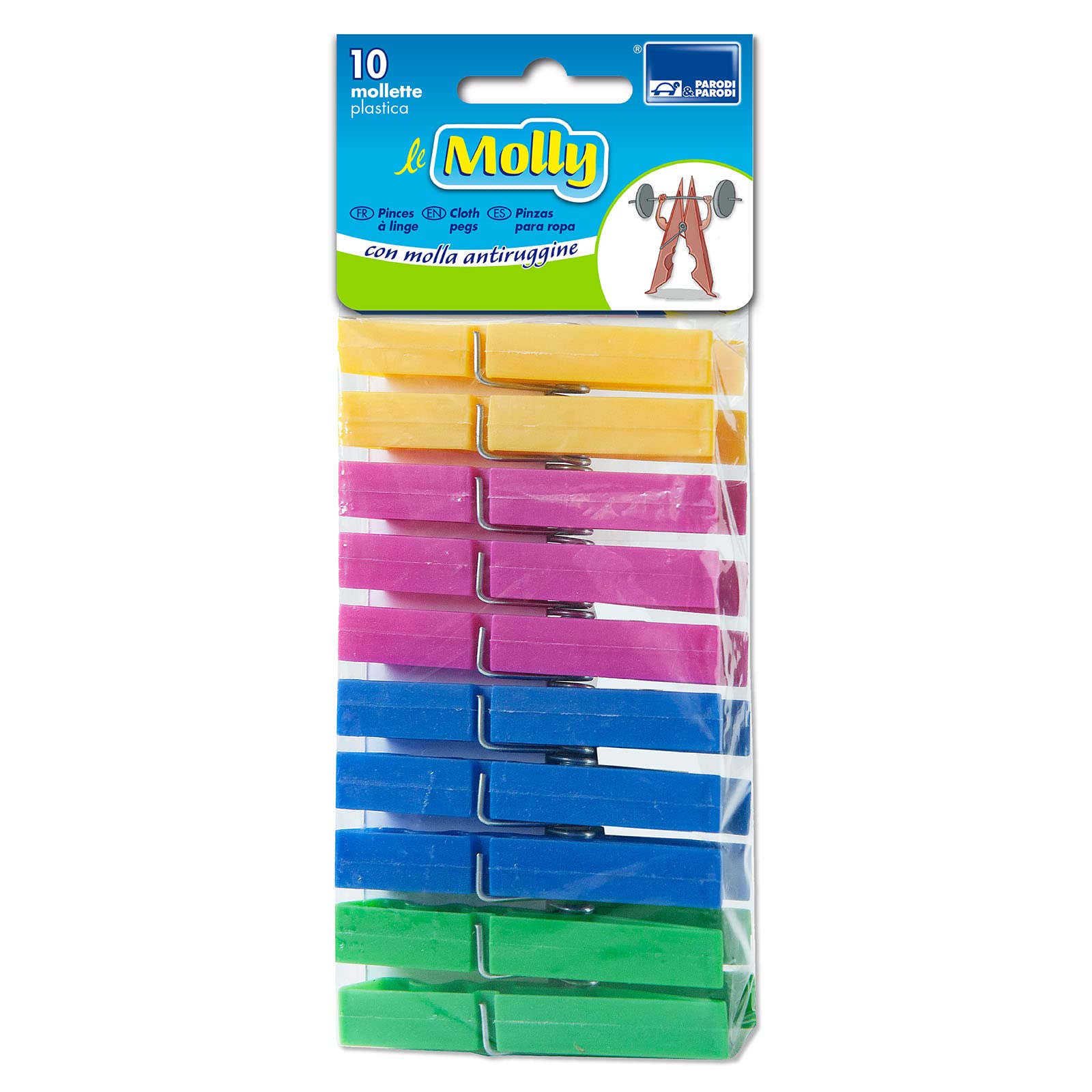PARODI & PARODI Laundry Clothes Pegs, Multi-Coloured, 9x22x2.5 cm