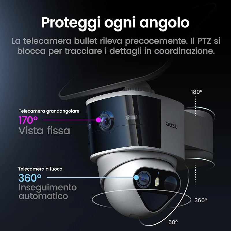T2 Pro 3K Kit da 4 Telecamere di sicurezza esterne solari wireless