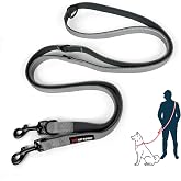 Tuff Pupper Heavy Duty Multi Function Crossbody Leash | 6 Uses in One Cross body Leash | 8 Feet Hands Free Leashes | Two Dog Leashes | Ballistic Nylon &amp; Thick Neoprene Padding, Small Medium Large Dogs
