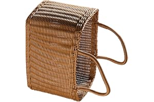 NULYLU Brown Woven Plastic Hand Basket with Handle for Household Storage, Picnic, and Flower Arrangement,