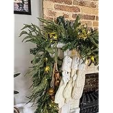 Prelit Christmas Garland 9ft with 50 LED Lights, Battery Opreated Christmas Decor Timer for Mantle Staircase Indoor and Outdoor Prelight Xmas Garland