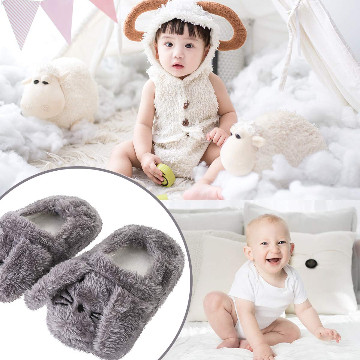 Haokaini Toddler Cartoon Long Oreilles Pantoufles Enfants Chat Lapin Dinosaure Hiver Chaud Chaussons Antiderapants Chaussures Et Sacs Chaussures Ram Mount Co Uk
