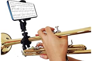 BEIIRLLA Trumpet Lyre,Professional Trumpet Sheet Music Lyre,Adjustable 360° Rotation,for Trumpet&Clarinet&Oboe,Easily Read PDF sheet music&Take videos,Smartphone Compatible 2.57-3.54in Width With Storage Bag