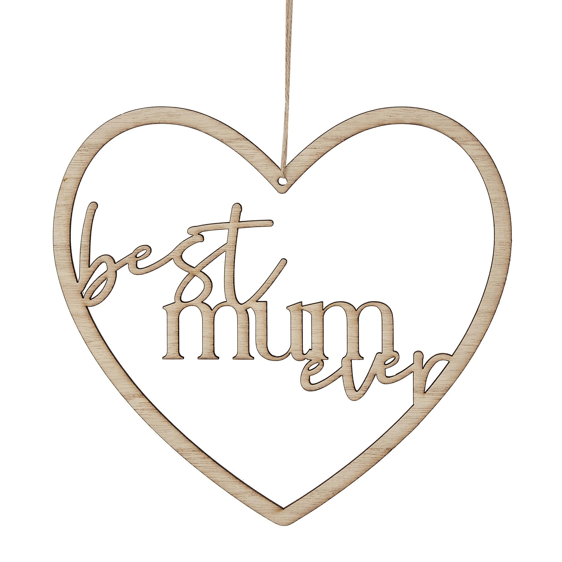 Ginger Ray Best Mum Ever Wooden Heart Mothers Day Decoration Gift,Brown,20cm