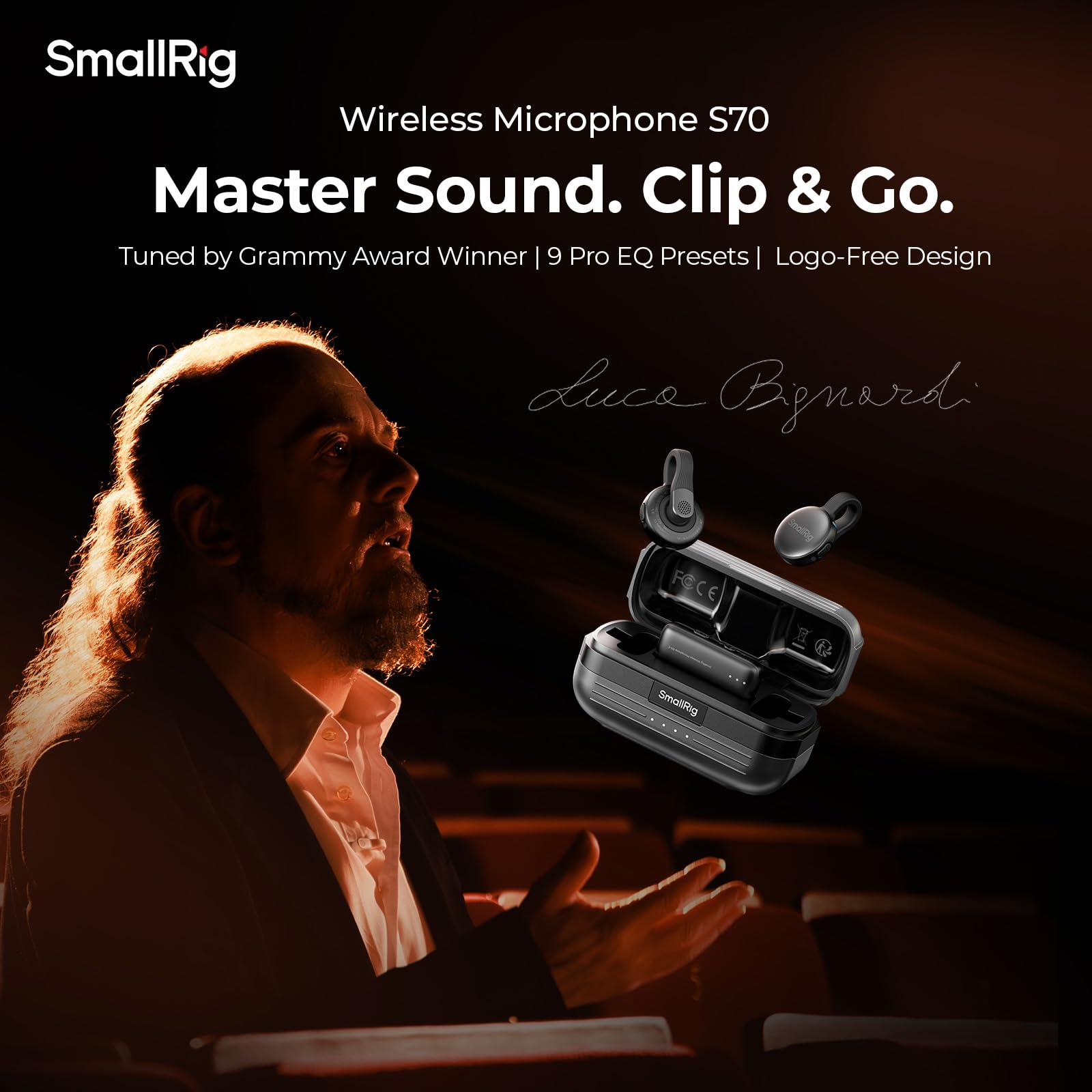 SMALLRIG S70-C2 Drahtloses Mikrofon (2 Sender + 1 Empfänger + Ladeschale) mit USB-C-Adapter für Smartphones/Tablets/Action-Kameras, 48kHz/24bit, 48 Std. Nutzung, Unsichtbares, Vlog geeignet - 5717 3