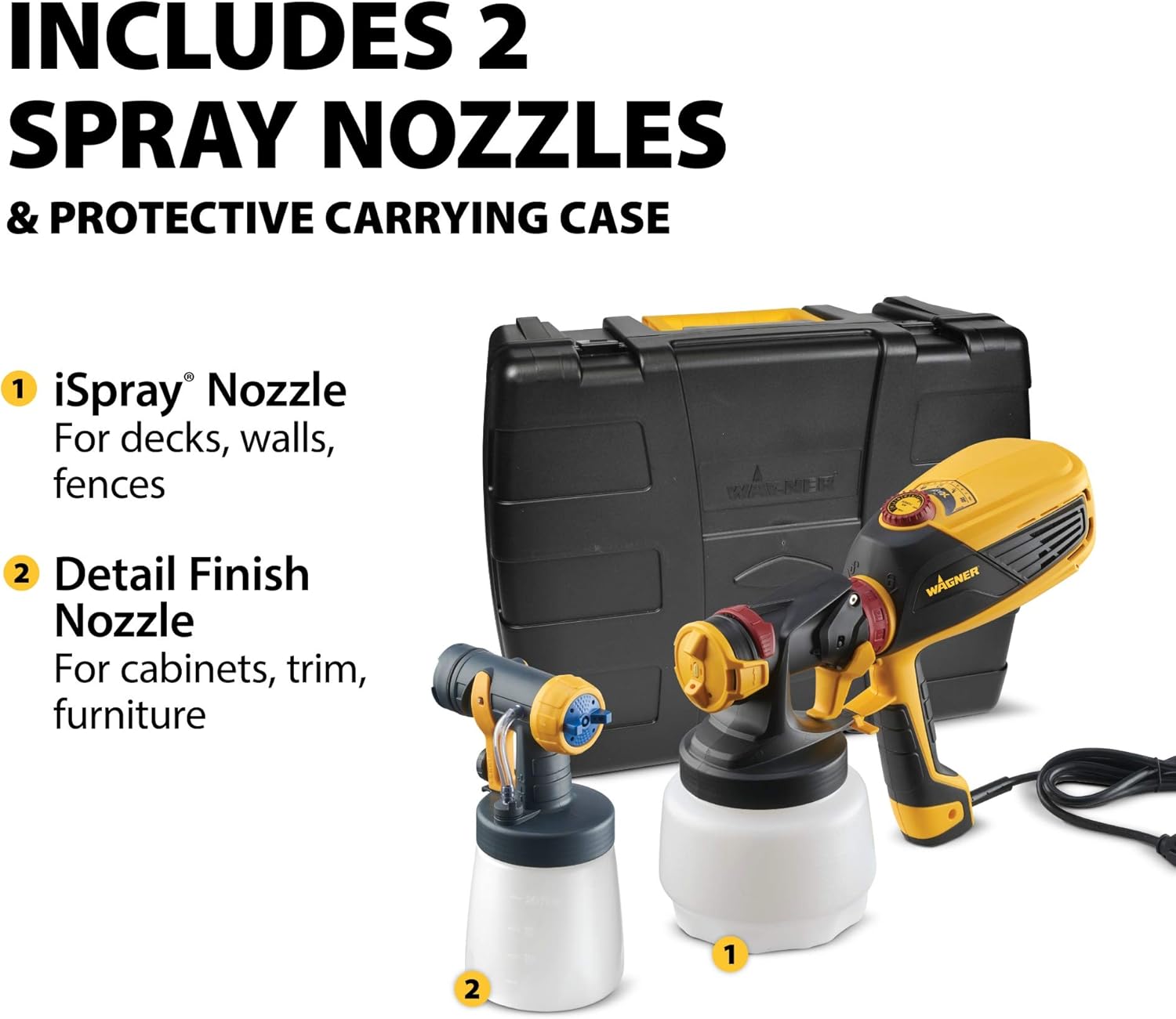 Wagner Spraytech 0529010 FLEXiO 590 Handheld HVLP Paint Sprayer, Sprays Unthinned Latex, Includes Two, iSpray Detail Finish Nozzle, Complete Adjustability for All Needs : Lawn And Garden Sprayers : Garden & Outdoor