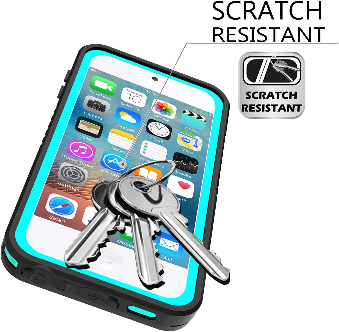 iPod Touch 7 Touch 6 Touch 5 Waterproof Case, BESINPO Full-Body Protective Built-in Screen Protector Dustproof Shockproof Anti-Scratch Cover Case Compatible with Touch 7th/6th/5th Generation: Home Audio & Theater