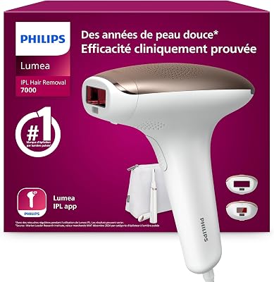 Lumea série 7000, Épilateur à lumière pulsée, alternative à l'épilation laser, avec tondeuse-stylo Satin Compact, 2 embouts pour le corps et le visage, modèle BRI921/00