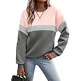 TICTICMIMI Women's Long Sleeve Tops Casual Color Block/Solid Cute Crewneck Sweatshirts Pullover Fall Shirts