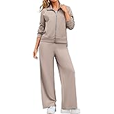 Glamaker Womens 2 Piece Sweat Sets Long Sleeve Zip Up Wide Leg Sweatsuits Travel Sets Athletic Track Suits Fall Outfits