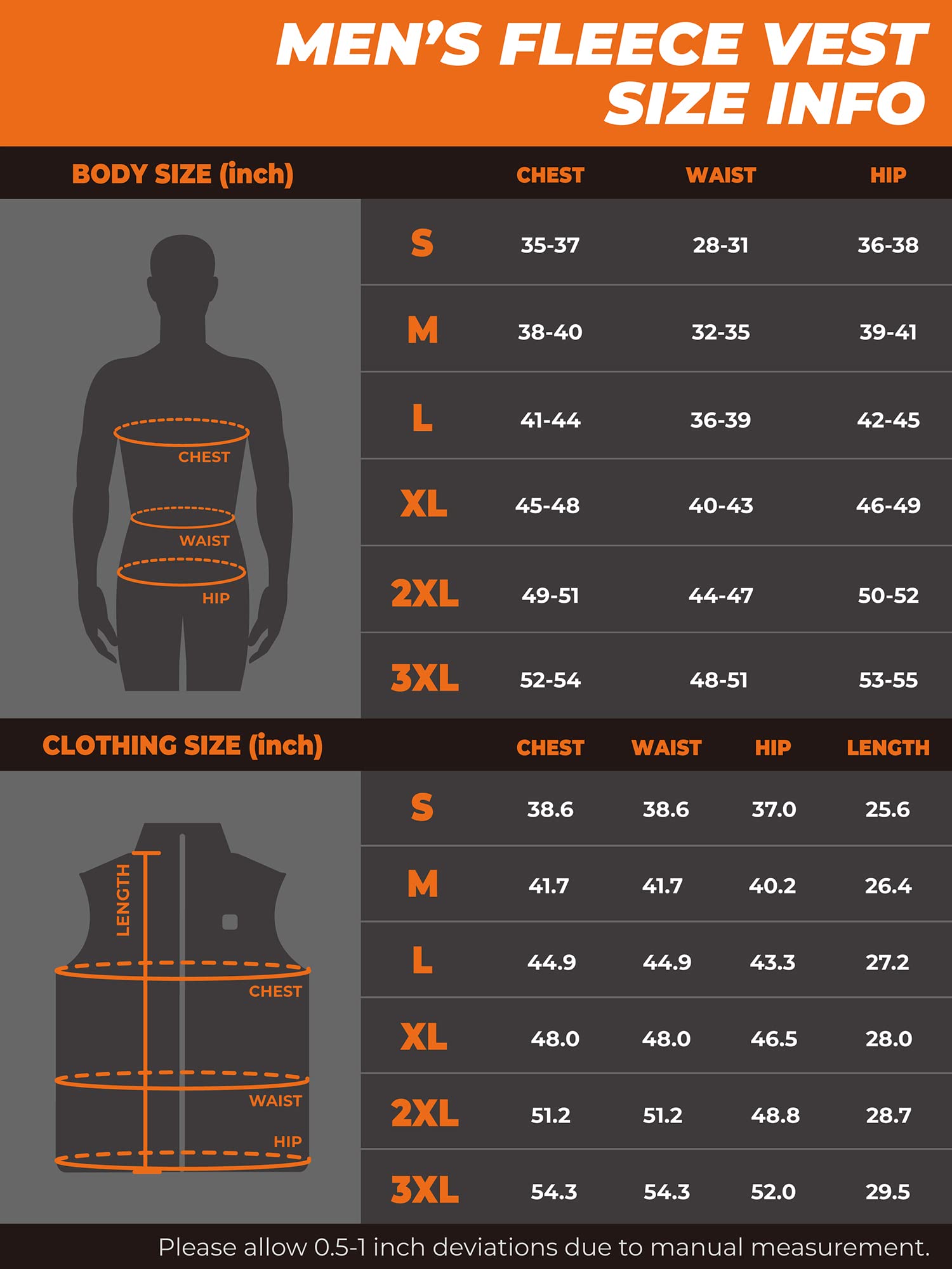 ORORO [Upgraded] Men's 4-Zone Heated Fleece Vest with Heated Collar, Lightweight Heating Vest with Battery