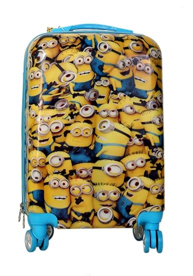 Tramp & Badger Polycarbonate Multicolour Minions Printed 360 Degree Rotating Wheels Trolley Bag