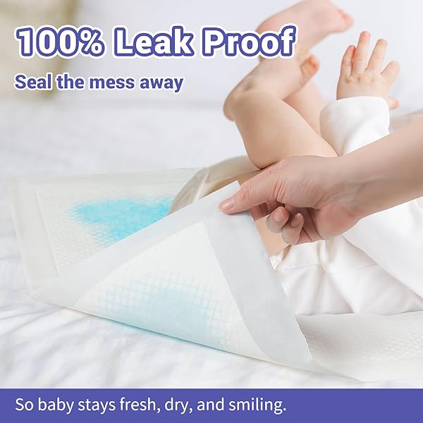 100 PACK DISPOSABLE DIAPER CHANGING PADS FOR BABY LEAKPROOF & SUPER ABSORBENCY DISPOSABLE UNDERPADS LARGE TODDLER PADS ABSORBENT FLUFF PROTECTIVE TABLE PADS, PEE PADS FOR BABIES, KIDS 18″ X 13″