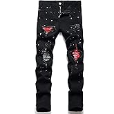 Liuhond Men's Slim Fashion Ripped Straight Holes Stretchy Jeans