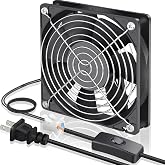 GDSTIME EC Cooling Fan 120mm x 120mm x 25mm AC 110V 120V Dual Ball Bearing | Axial 1225, 80-240V, ON/OFF Switch, High Speed, for Cabinet, Refrigerator, Keezer, Generator Box, Amplifier Ventilation