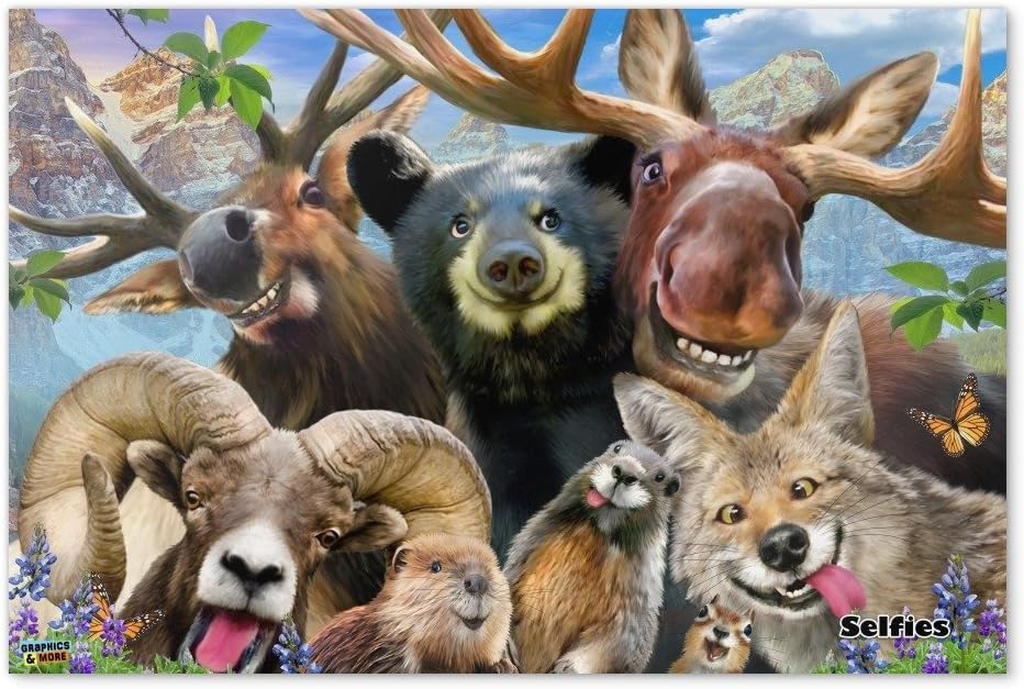 Amazon グラフィックスと詳細ロッキーマウンテン動物自撮りbear Moose Elk Ramビーバーfoxホームビジネスオフィスsign 24 X 36 Poster 24x36 Qqhowardr Z 8 インテリア オンライン通販