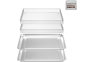 SETTLEDOWN Stainless Steel Air Fryer Basket and Tray,Compatible with Cuisinart Airfryer TOA-060 and TOA-065 (with Cuisinart Airfryer TOA-060 and TOA-065 2 PCS)