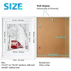 Egofine 16x20 Solid Wood Poster Frame Matted for